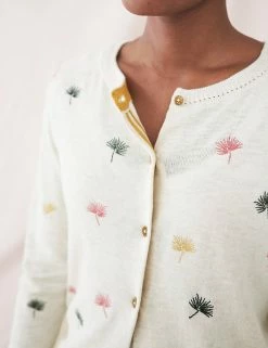Deals ❤️ White Stuff Cardigans Organic Cotton Floral Crew Neck Cardigan 🛒 -New In Womens Sales 2022 SD 10 T83 5519 ZZ X EC 2