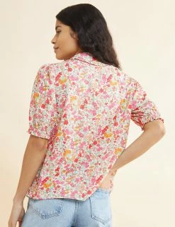 Buy 🤩 Albaray 👕 Shirts & Blouses Floral Collared Short Sleeve Blouse 🥰 -New In Womens Sales 2022 SD 10 T83 5584 Z4 X EC 1