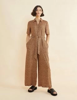 Discount 🔥 Albaray 👗 Dresses Animal Print Short Sleeve Wide Leg Jumpsuit 💯