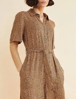 Discount 🔥 Albaray 👗 Dresses Animal Print Short Sleeve Wide Leg Jumpsuit 💯 -New In Womens Sales 2022 SD 10 T83 5665 N4 X EC 2