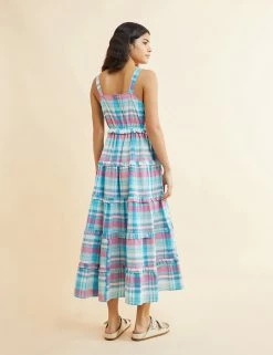 Wholesale 🌟 Albaray 👗 Dresses Pure Cotton Checked Midi Tiered 👗 Dress 👍 -New In Womens Sales 2022 SD 10 T83 5674 E4 X EC 1