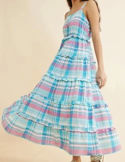 Wholesale 🌟 Albaray 👗 Dresses Pure Cotton Checked Midi Tiered 👗 Dress 👍 -New In Womens Sales 2022 SD 10 T83 5674 E4 X EC 2