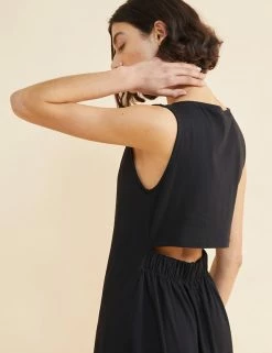 Outlet 🧨 Albaray 👗 Dresses Pure Cotton Slash Neck Midi Waisted 👗 Dress 🎁 -New In Womens Sales 2022 SD 10 T83 5678 Y0 X EC 2