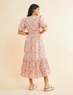 Brand new 🧨 Albaray 👗 Dresses Organic Cotton Floral Midi Wrap 👗 Dress 👏 -New In Womens Sales 2022 SD 10 T83 5689 Z4 X EC 1