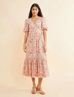 Brand new 🧨 Albaray 👗 Dresses Organic Cotton Floral Midi Wrap 👗 Dress 👏 -New In Womens Sales 2022 SD 10 T83 5689 Z4 X EC 3
