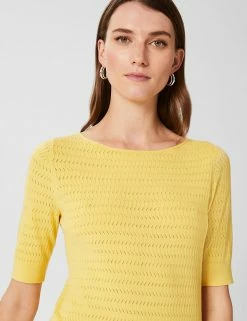 Hot Sale ✨ HOBBS Jumpers Pointelle Crew Neck Half Sleeve Jumper 🤩 -New In Womens Sales 2022 SD 10 T83 5782 R4 X EC 2