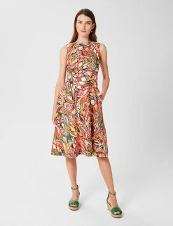 Best reviews of โค๏ธ HOBBS ๐ Dresses Pure Linen Printed Waisted ๐ Dress ๐