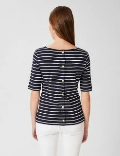 Promo 🧨 HOBBS Women Pure Cotton Striped Scoop Neck Top 🔔 -New In Womens Sales 2022 SD 10 T83 6072 F4 X EC 1
