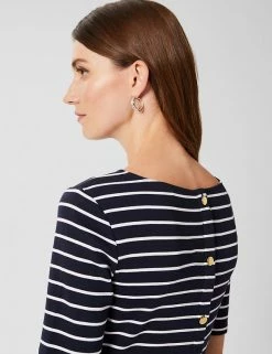 Promo 🧨 HOBBS Women Pure Cotton Striped Scoop Neck Top 🔔 -New In Womens Sales 2022 SD 10 T83 6072 F4 X EC 2