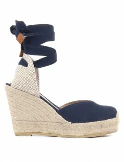 New 👏 Jones Bootmaker 🩴 Sandals Canvas Ankle Strap Wedge Espadrilles 🥰