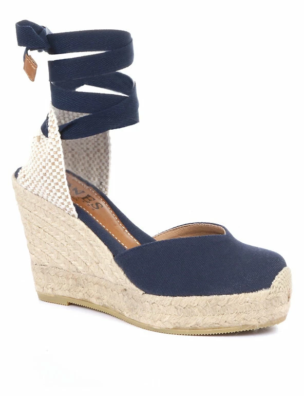 New 👏 Jones Bootmaker 🩴 Sandals Canvas Ankle Strap Wedge Espadrilles 🥰 2 New 👏 Jones Bootmaker 🩴 Sandals Canvas Ankle Strap Wedge Espadrilles 🥰 - Image 2