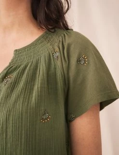 Top 10 ❤️ White Stuff 👕 Shirts & Blouses Pure Cotton Embroidered V-Neck Blouse 🌟 -New In Womens Sales 2022 SD 10 T83 6367 J4 X EC 2