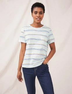 Buy 🎁 White Stuff Women Organic Cotton Striped T-Shirt 👏