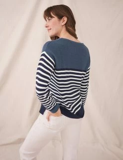 Promo ❤️ White Stuff Jumpers Cotton Blend Striped Crew Neck Jumper 💯 -New In Womens Sales 2022 SD 10 T83 6881 E4 X EC 2