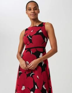 Best reviews of 🔔 HOBBS 👗 Dresses Floral Sleeveless Midi Waisted 👗 Dress ⌛ -New In Womens Sales 2022 SD 10 T83 6911 Y4 X EC 1