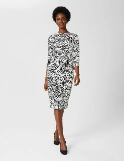 Budget 🎉 HOBBS 👗 Dresses Printed 3/4 Sleeve Midi Shift 👗 Dress 🎉