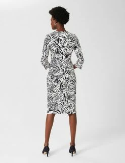 Budget 🎉 HOBBS 👗 Dresses Printed 3/4 Sleeve Midi Shift 👗 Dress 🎉 -New In Womens Sales 2022 SD 10 T83 6914 F4 X EC 2