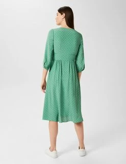 Deals 🔥 HOBBS 👗 Dresses Polka Dot V-Neck Tie Waist Midi Shift 👗 Dress 🔥 -New In Womens Sales 2022 SD 10 T83 6915 J4 X EC 2