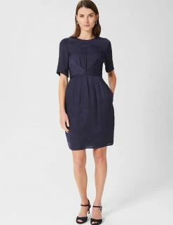 Outlet 🛒 HOBBS 👗 Dresses Jacquard Knee Length Waisted 👗 Dress ✔️