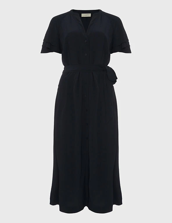 Best Pirce 🤩 HOBBS 👗 Dresses Short Sleeve V-Neck Midi 👕 Shirt 👗 Dress 😍 2 Best Pirce 🤩 HOBBS 👗 Dresses Short Sleeve V-Neck Midi 👕 Shirt 👗 Dress 😍 - Image 2