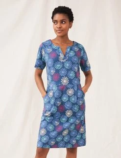 Best Sale 🛒 White Stuff 👗 Dresses Pure Cotton Floral Knee Length Shift 👗 Dress 🥰