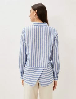 Buy 🤩 Phase Eight Women Pure Linen Striped Long Sleeve 👚 Shirt 🔥 -New In Womens Sales 2022 SD 10 T83 7033 E4 X EC 1