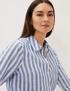 Buy 🤩 Phase Eight Women Pure Linen Striped Long Sleeve 👚 Shirt 🔥 -New In Womens Sales 2022 SD 10 T83 7033 E4 X EC 3