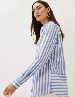 Buy 🤩 Phase Eight Women Pure Linen Striped Long Sleeve 👚 Shirt 🔥 -New In Womens Sales 2022 SD 10 T83 7033 E4 X EC 4