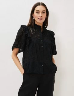 Coupon 🎁 Phase Eight 👚 Shirts & Blouses Pure Cotton Broderie Lace Blouse ⌛