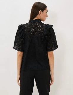 Coupon 🎁 Phase Eight 👚 Shirts & Blouses Pure Cotton Broderie Lace Blouse ⌛ -New In Womens Sales 2022 SD 10 T83 7034 Y4 X EC 1