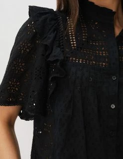 Coupon 🎁 Phase Eight 👚 Shirts & Blouses Pure Cotton Broderie Lace Blouse ⌛ -New In Womens Sales 2022 SD 10 T83 7034 Y4 X EC 4