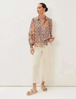 Cheapest 🧨 Phase Eight 👕 Shirts & Blouses Printed Ruffle Long Sleeve Blouse 😀 -New In Womens Sales 2022 SD 10 T83 7036 A4 X EC 2