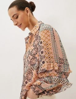 Cheapest 🧨 Phase Eight 👕 Shirts & Blouses Printed Ruffle Long Sleeve Blouse 😀 -New In Womens Sales 2022 SD 10 T83 7036 A4 X EC 4