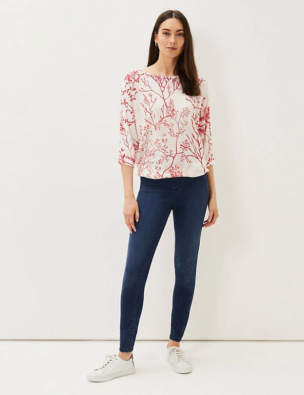 Cheap 😉 Phase Eight Jumpers Linen Blend Coral Print Slash Neck Jumper 🎁 3 Cheap 😉 Phase Eight Jumpers Linen Blend Coral Print Slash Neck Jumper 🎁 - Image 3