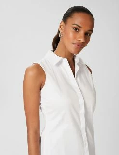 Best Sale ✨ HOBBS 👕 Shirts & Blouses Cotton Rich Collared Sleeveless Blouse 🎁 -New In Womens Sales 2022 SD 10 T83 7057 Z0 X EC 2