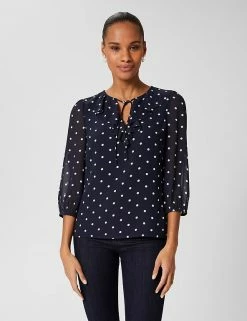 Outlet โญ HOBBS ๐ Shirts & Blouses Polka Dot V-Neck 3/4 Sleeve Blouse ๐
