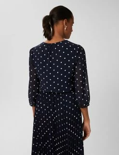 Outlet ⭐ HOBBS 👕 Shirts & Blouses Polka Dot V-Neck 3/4 Sleeve Blouse 🎁 -New In Womens Sales 2022 SD 10 T83 7072 F4 X EC 3