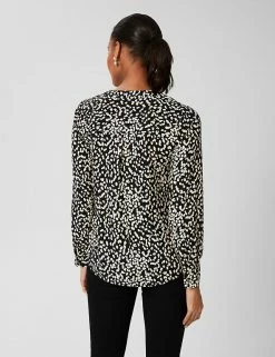 New ✔️ HOBBS 👚 Shirts & Blouses Printed V-Neck Long Sleeve Blouse 🔔 -New In Womens Sales 2022 SD 10 T83 7080 Y4 X EC 2