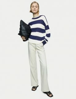 Wholesale 🔥 Jigsaw Jumpers Cotton Rich Striped Crew Neck Jumper 🎉 -New In Womens Sales 2022 SD 10 T83 7154 F4 X EC 2