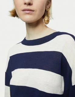 Wholesale 🔥 Jigsaw Jumpers Cotton Rich Striped Crew Neck Jumper 🎉 -New In Womens Sales 2022 SD 10 T83 7154 F4 X EC 3