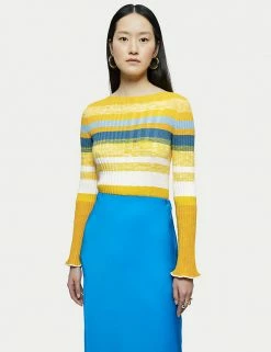Discount ✨ Jigsaw Jumpers Pure Cotton Striped Slash Neck Jumper ❤️
