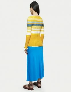 Discount ✨ Jigsaw Jumpers Pure Cotton Striped Slash Neck Jumper ❤️ -New In Womens Sales 2022 SD 10 T83 7156 R4 X EC 1