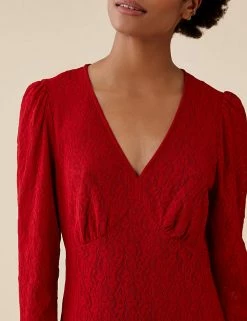 Cheap 💯 Finery London 👗 Dresses Lace V-Neck Midi Tea 👗 Dress 🌟 -New In Womens Sales 2022 SD 10 T83 7930 B0 X EC 3