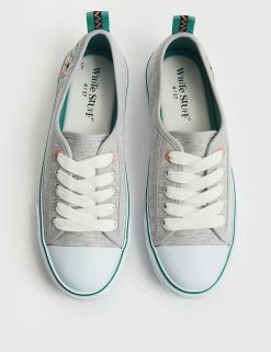 Buy ✨ White Stuff Trainers Canvas Embroidered Flat Pumps 🔔 -New In Womens Sales 2022 SD 10 T83 7936 T4 X EC 1