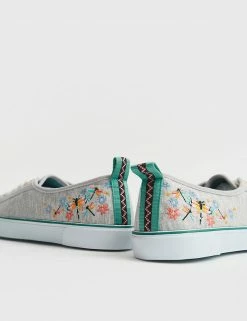 Buy ✨ White Stuff Trainers Canvas Embroidered Flat Pumps 🔔 -New In Womens Sales 2022 SD 10 T83 7936 T4 X EC 2