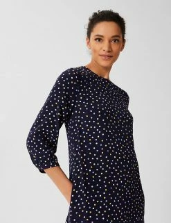Cheapest 🛒 HOBBS 👗 Dresses Polka Dot Round Neck Mini Shift 👗 Dress 🎁 -New In Womens Sales 2022 SD 10 T83 7995 ZZ X EC 1