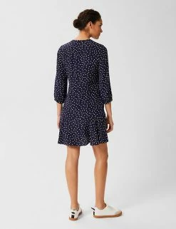 Cheapest 🛒 HOBBS 👗 Dresses Polka Dot Round Neck Mini Shift 👗 Dress 🎁 -New In Womens Sales 2022 SD 10 T83 7995 ZZ X EC 2