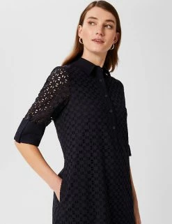 Promo 🔥 HOBBS 👗 Dresses Pure Cotton Broderie 👕 Shirt 👗 Dress ❤️ -New In Womens Sales 2022 SD 10 T83 7998 F0 X EC 2