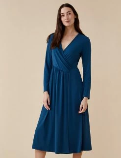 Brand new 💯 Finery London 👗 Dresses V-Neck Midi Wrap 👗 Dress 😍 -New In Womens Sales 2022 SD 10 T83 9718 E4 X EC 1
