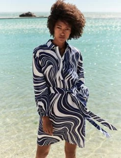 Top 10 🌟 JAEGER 👗 Dresses Pure Linen Printed V-Neck Smock 👗 Dress 🌟